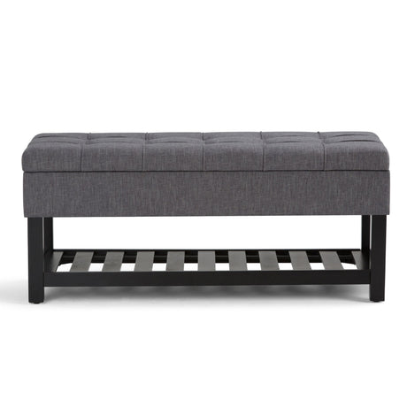 Saxon - Upholstered Transitional Storage Ottoman Bench - view 4