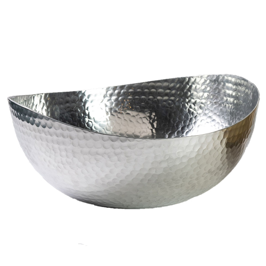 Handcrafted Hammered Stainless Steel Centerpiece Bowl - Gray