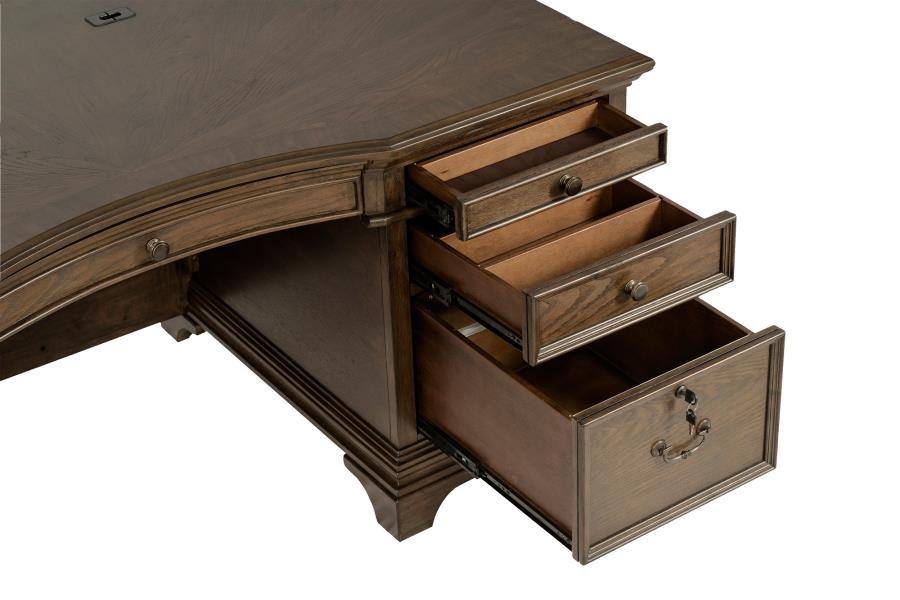 Hartshill - 7-Drawer Executive Desk - Burnished Oak