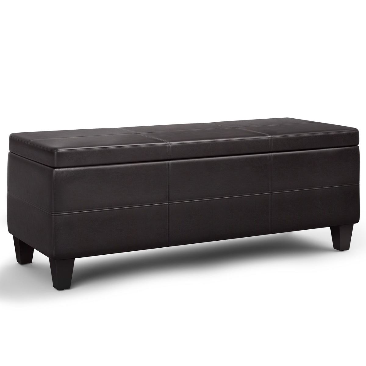 Avalon - Lift Top Rectangular Storage Ottoman - Tanners Brown by Simpli-Home | Bel Furniture