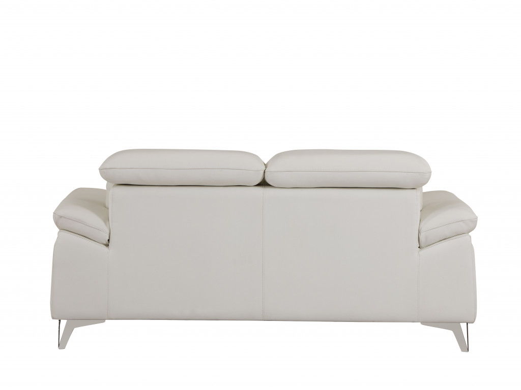 Italian Leather Sofa With Silver Legs - White