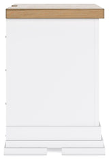 Ashbryn - White / Natural - Three Drawer Night Stand by Benchcraft® | Bel Furniture