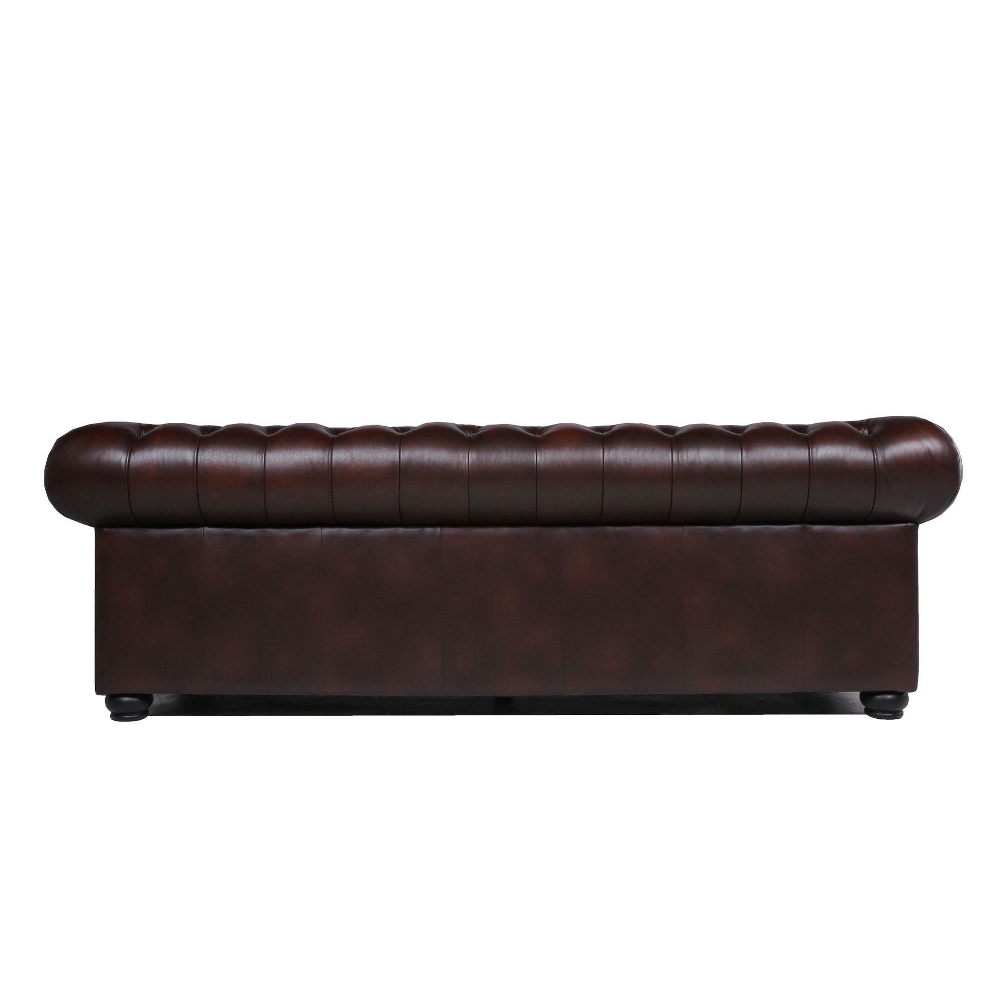 Traditional Tufted Leather Chesterfield Nailhead Sofa - Brown