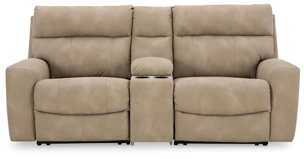 Next-Gen Durapella - Reclining Sectional Beige 3 Pc. Power Reclining Sectional Loveseat With Console by Signature Design by Ashley® | Bel Furniture
