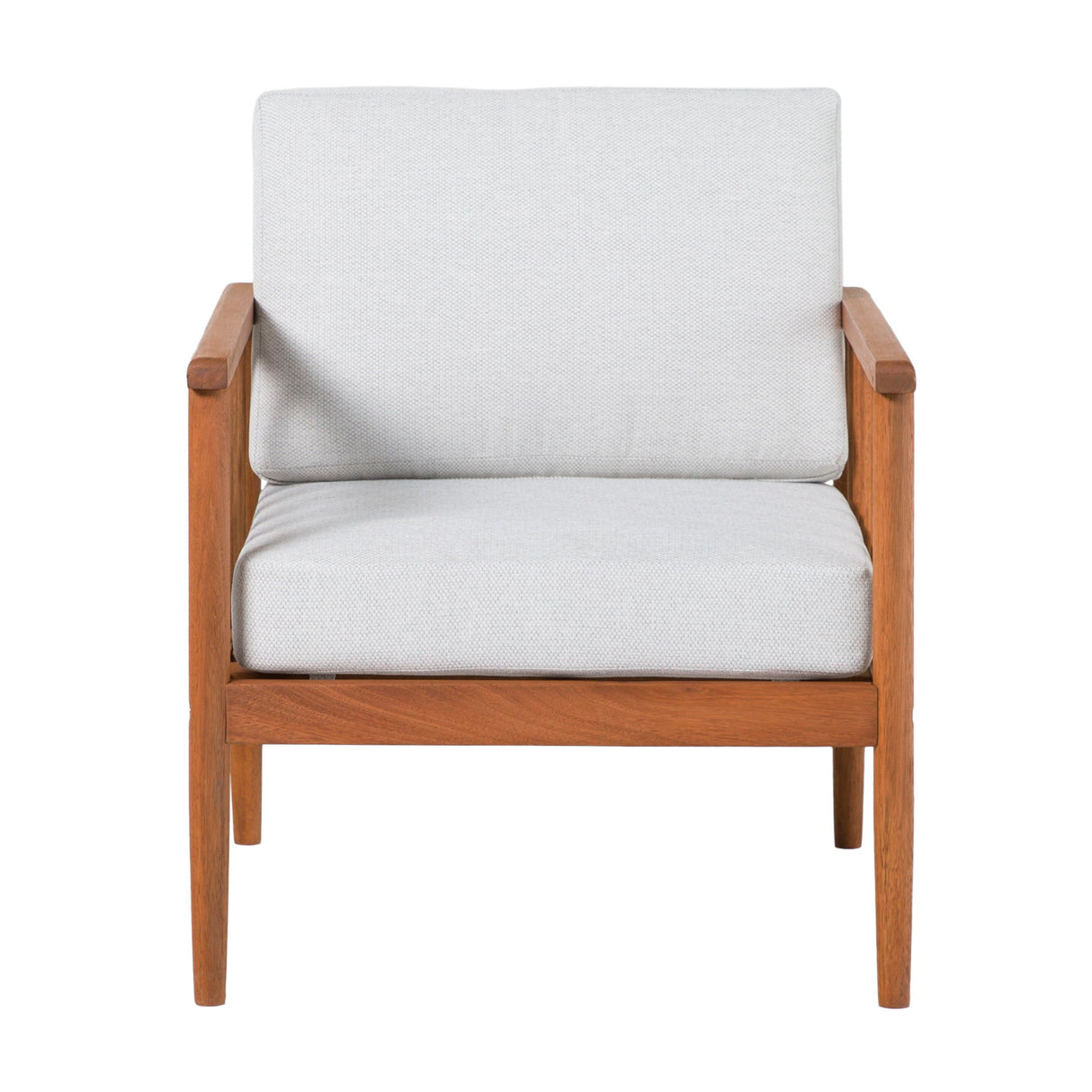 Contemporary Cushioned Eucalyptus Wood Patio Accent Chair by Walker Edison | Bel Furniture