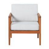 Contemporary Cushioned Eucalyptus Wood Patio Accent Chair by Walker Edison | Bel Furniture