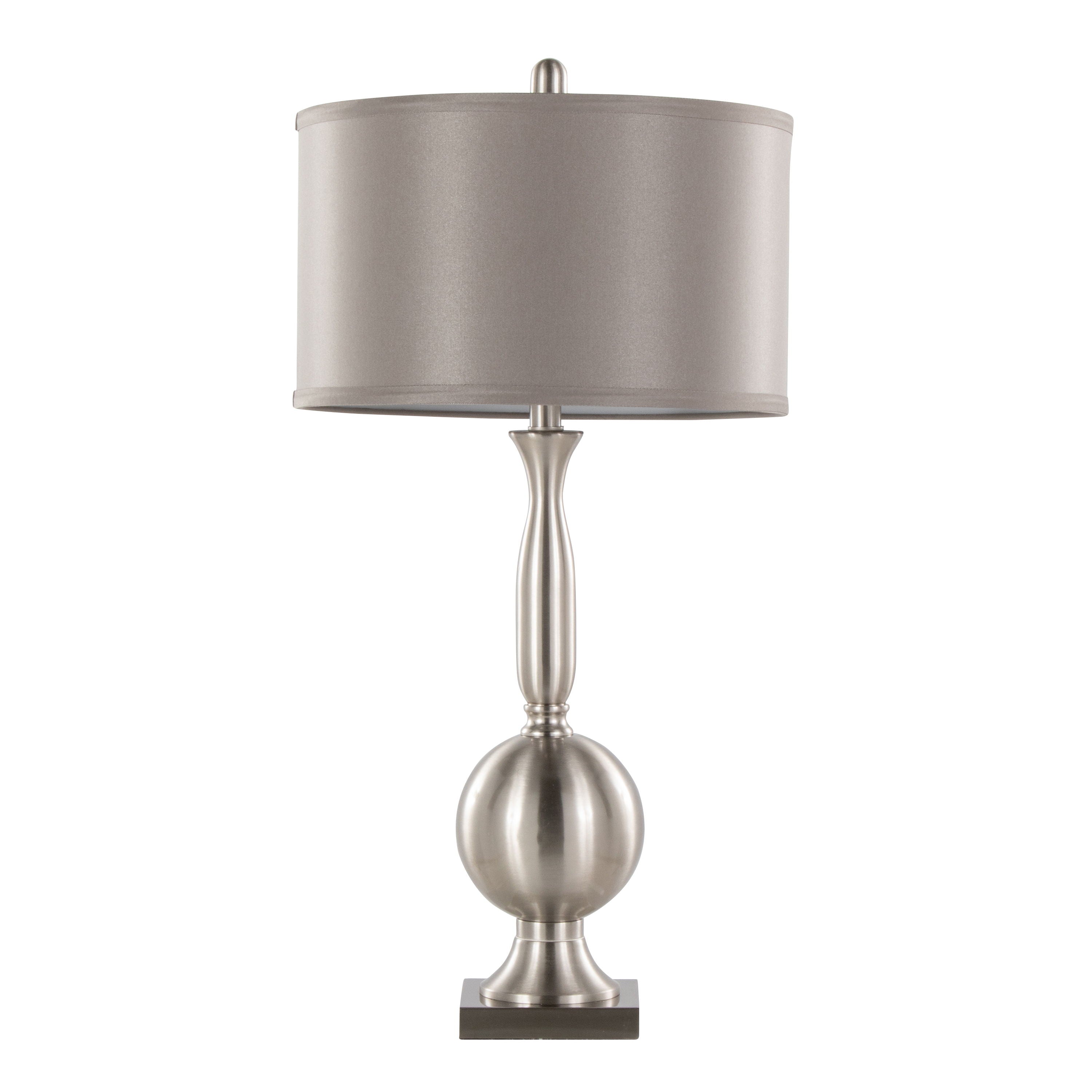 Joan - Contemporary Table Lamp (Set of 2) - Nickel / Gray Satin