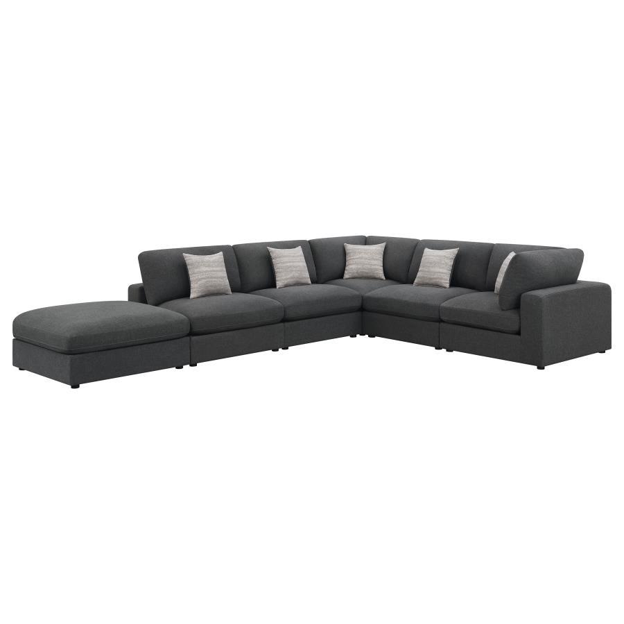 Serene - Upholstered Modular Sectional Sofa Black 6 Pc. Right Arm Facing Corner Chaise Sectional by CoasterEssence | Bel Furniture