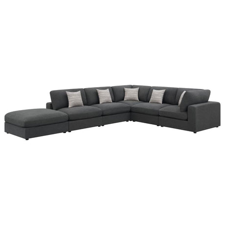 Serene - Upholstered Modular Sectional Sofa Black 6 Pc. Right Arm Facing Corner Chaise Sectional by CoasterEssence | Bel Furniture