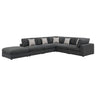 Serene - Upholstered Modular Sectional Sofa Black 6 Pc. Right Arm Facing Corner Chaise Sectional by CoasterEssence | Bel Furniture