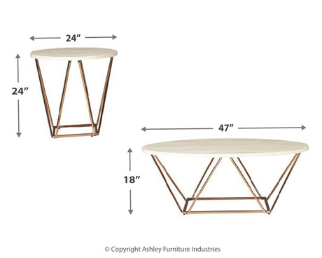 Tarica - White / Metallic - Occasional Table Set (Set of 3) by Signature Design by Ashley® | Bel Furniture