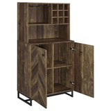 Mendoza - 2 Door Home Bar Cabinet Wine Storage - Rustic Oak by CoasterEveryday | Bel Furniture