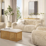 Summit - Faux Sheepskin Overstuffed Sofa - Cream Beige by Jennifer Taylor Home | Bel Furniture