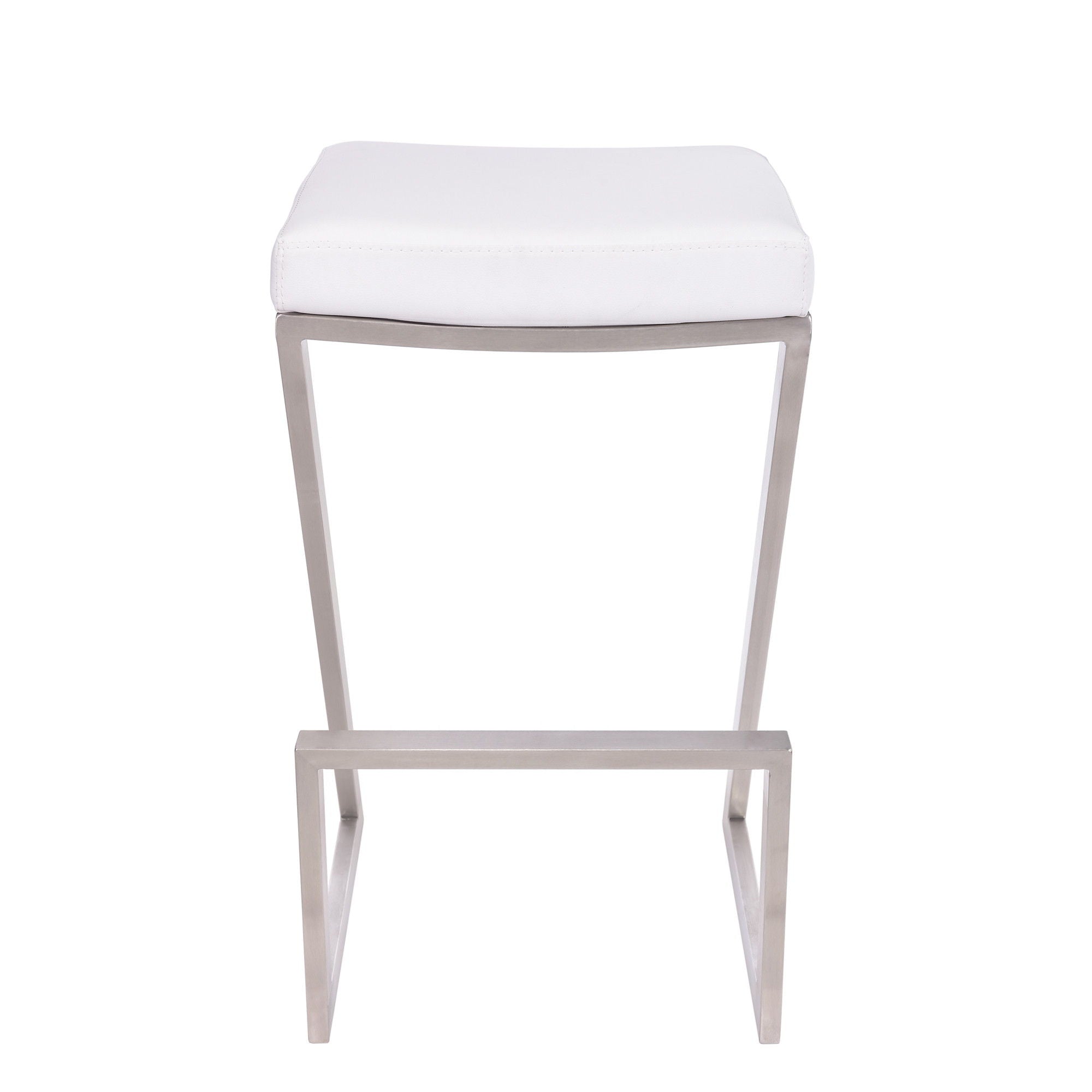 Iron Backless Counter Height Bar Chair - White / Silver