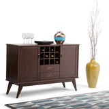 Draper - Mid Century Sideboard Buffet And Wine Rack - Medium Auburn Brown by Simpli-Home | Bel Furniture