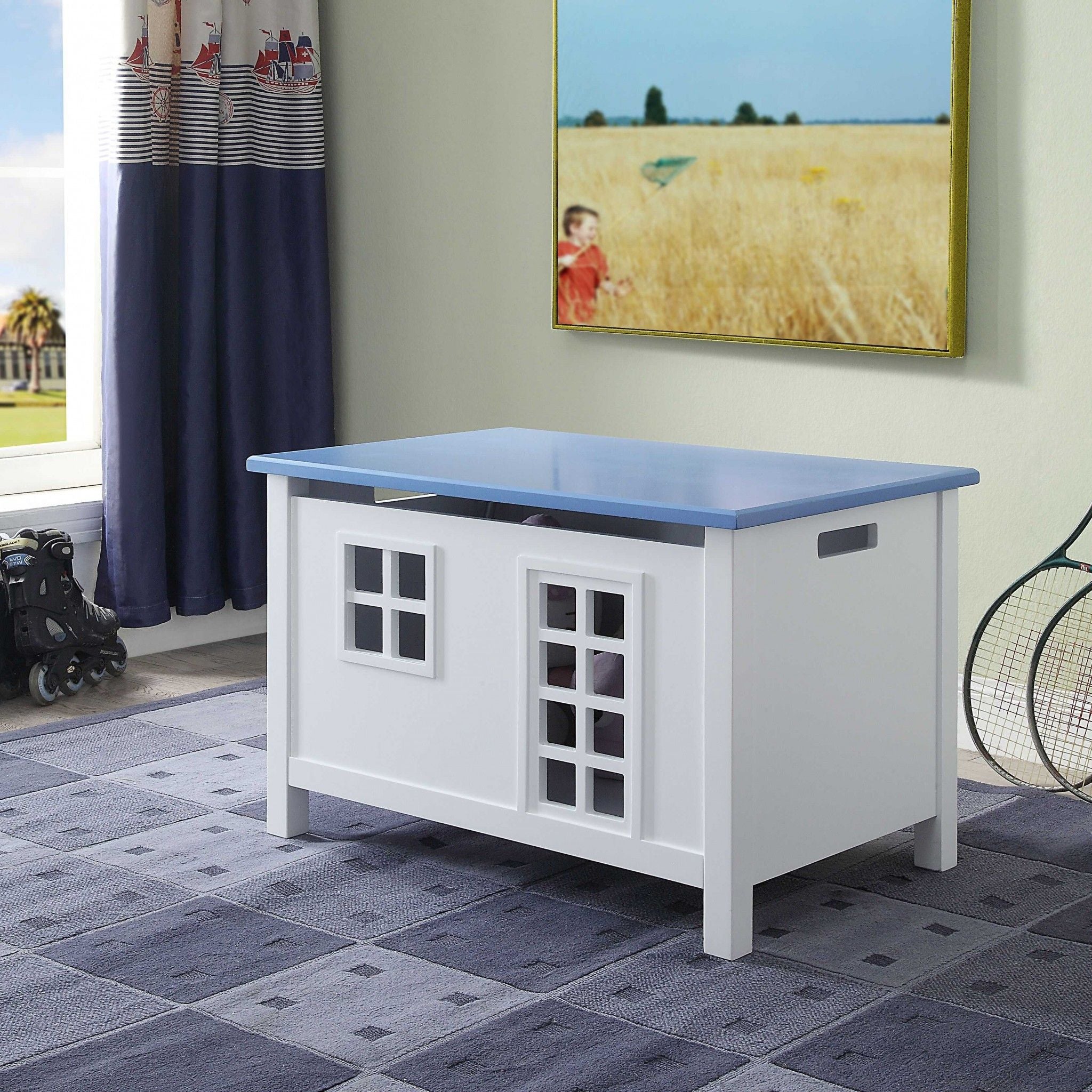 Wood Youth Chest - White Blue