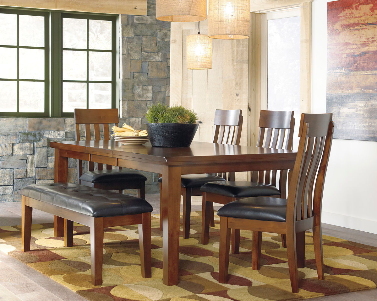 Ralene - Dining Room Set Light Brown 6 Pc. - Rectangular Dining Room Extension Table, 4 Upholstered Side Chairs, Upholstered Bench by Signature Design by Ashley® | Bel Furniture
