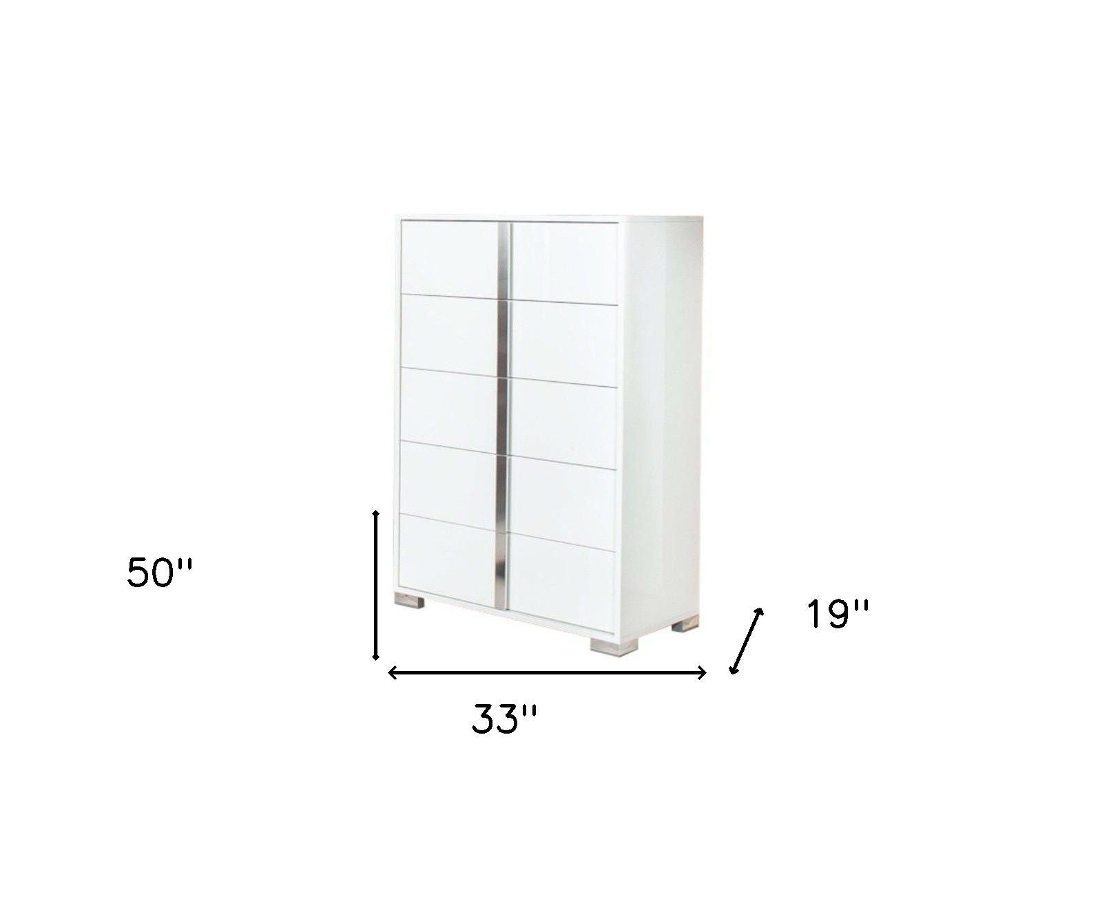 Five Drawer Accent Chest - White