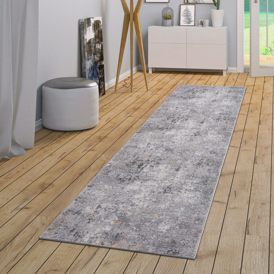 2' x 8' Abstract Non-Shedding Stylish And Stain Resistant Area Rug - Gray / Multi