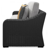 Beachcroft - Black / Light Gray - 2-Piece Outdoor Loveseat with Cushion by Signature Design by Ashley® | Bel Furniture