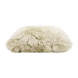 Astrid - Square New Zealand Sheepskin Accent Throw Pillow Cover With Feather Insert - Taupe / Natural