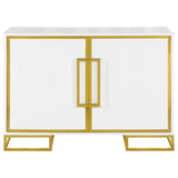 Elsa - 2 Door Wood Storage Accent Cabinet - White And Gold by CoasterEssence | Bel Furniture