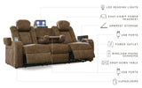 Wolfridge - Brindle - Power Reclining Loveseat With Console /Adj Hdrst by Signature Design by Ashley® | Bel Furniture