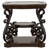 Laney - 1-Shelf Glass Top Rectangular End Table - Deep Merlot by CoasterEssence | Bel Furniture