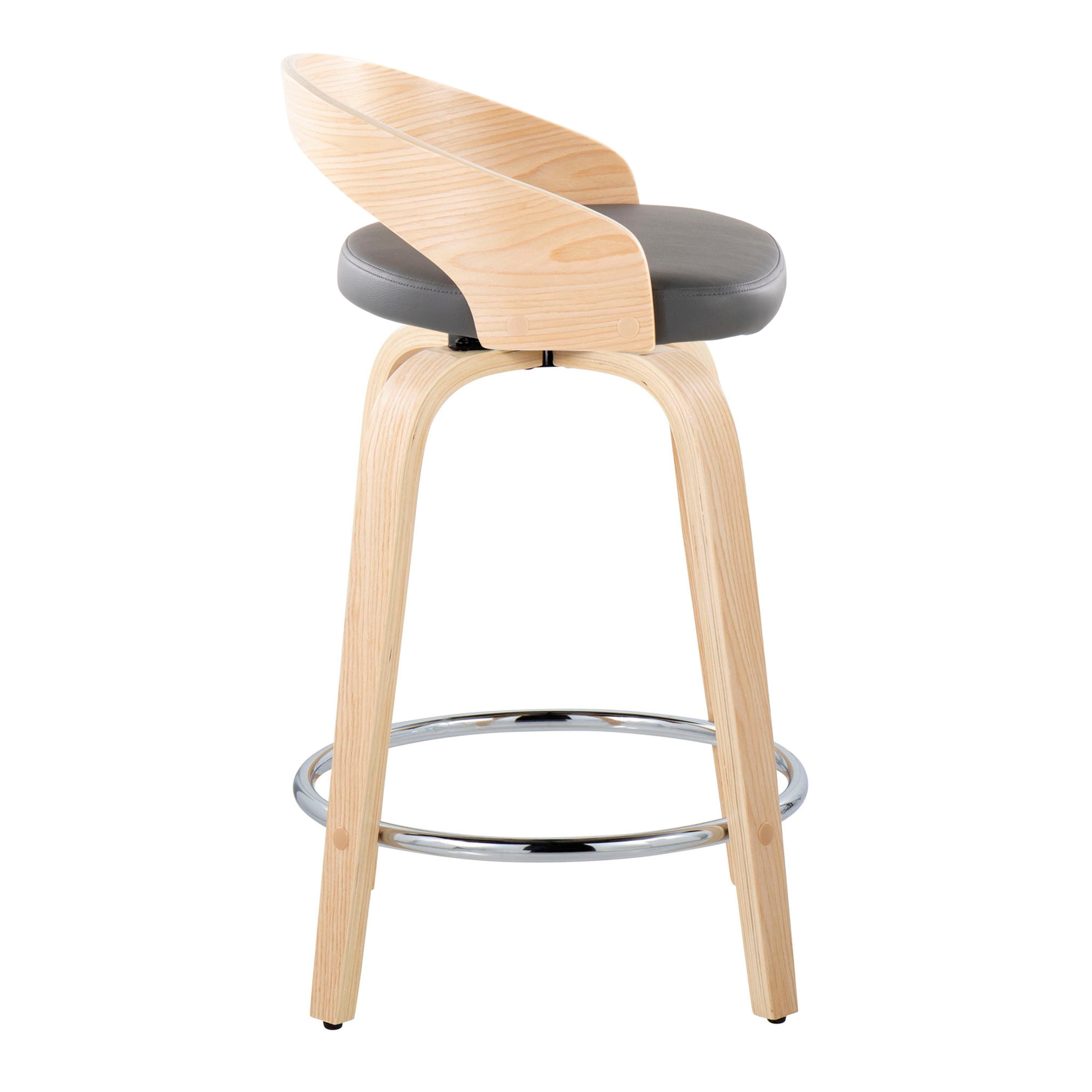 Grotto - Contemporary Fixed Height Counter Stool & Swivel, Round Footrest (Set of 2)