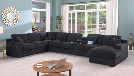 Celine - Fabric Corner Sectional Sofa With Right-Facing Chaise, Cupholders, And Charging Ports - view 38