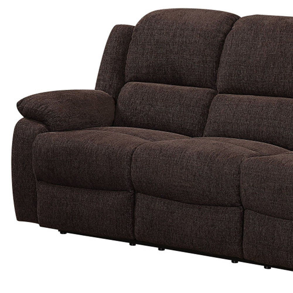 Chenille Reclining Sofa With Black Legs - Brown