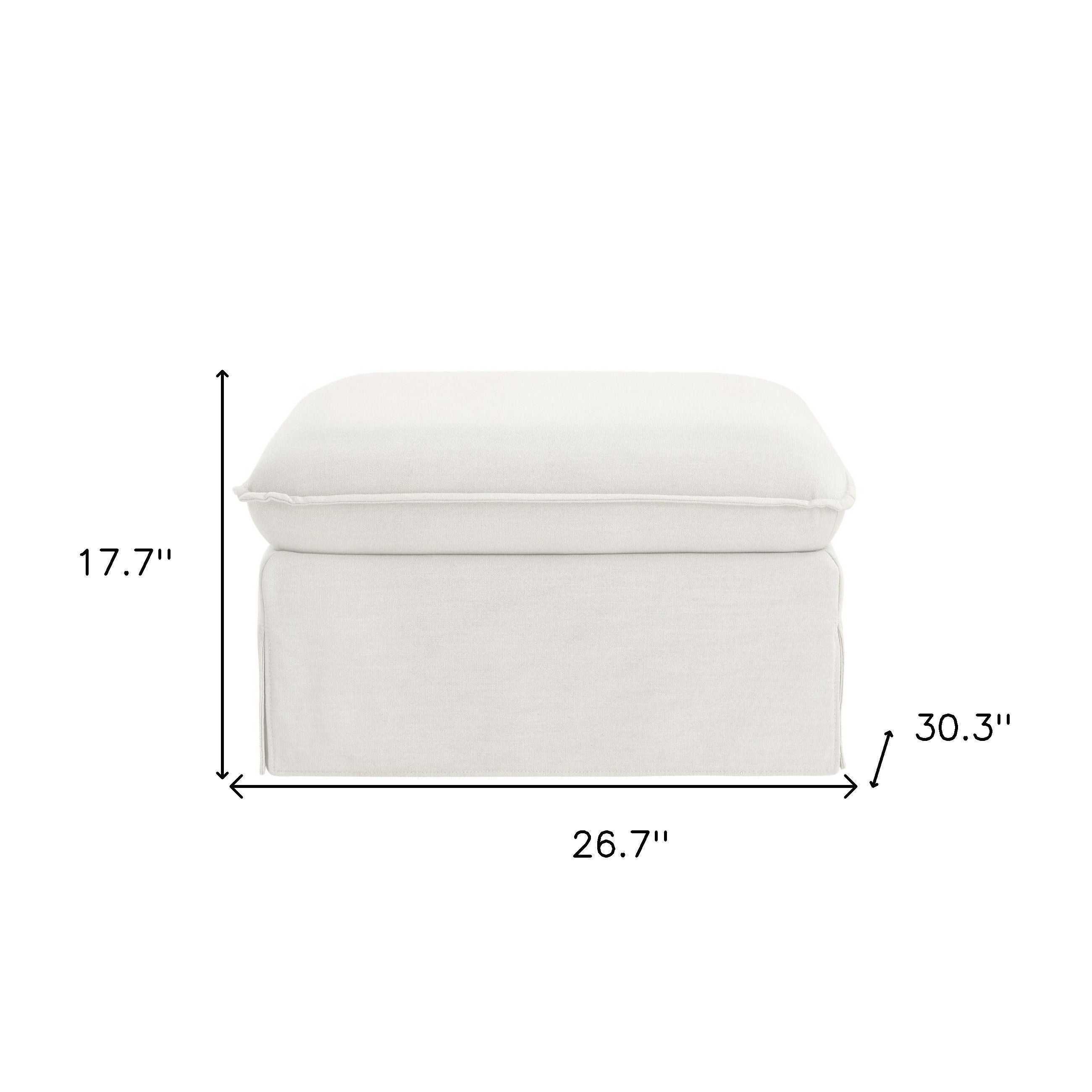 Linen Ottoman - White