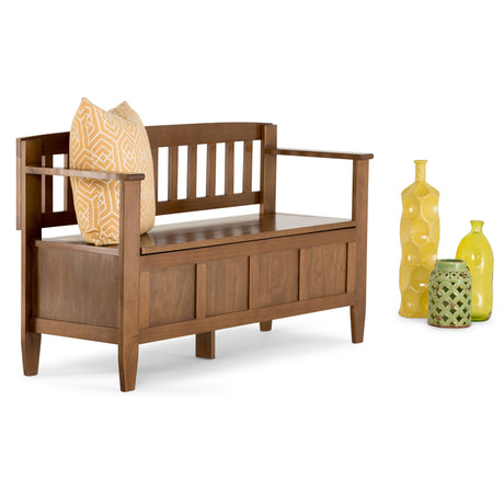 Brooklyn - Entryway Storage Bench - Medium Saddle Brown by Simpli-Home | Bel Furniture