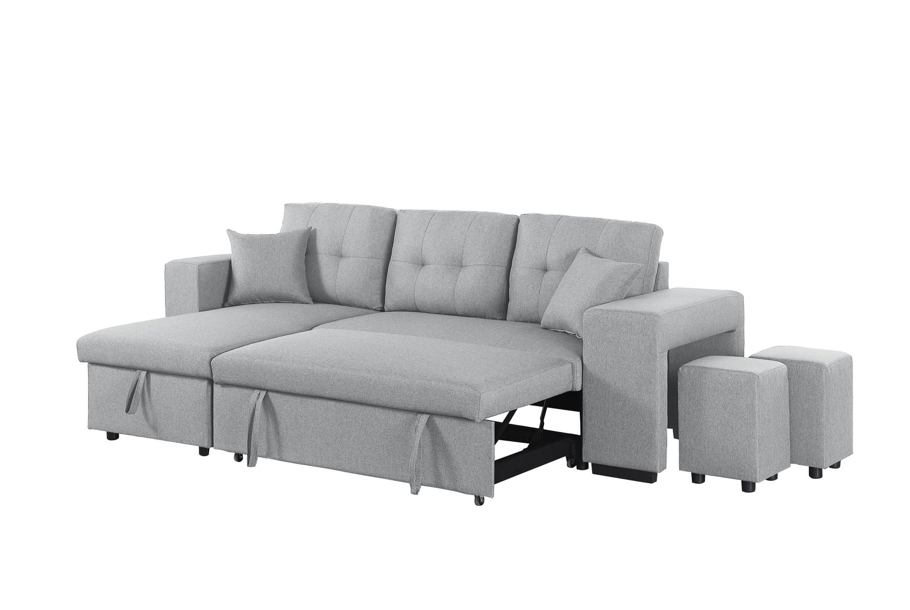 Daniel - Upholstered Reversible Sectional With Pull Out Loveseat