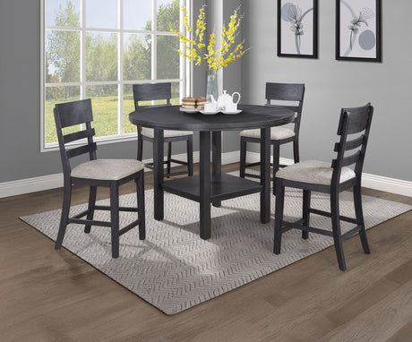 Guthrie - 5 Piece Counter Dining Room Set - Charcoal / Gray by Crown Mark | Bel Furniture