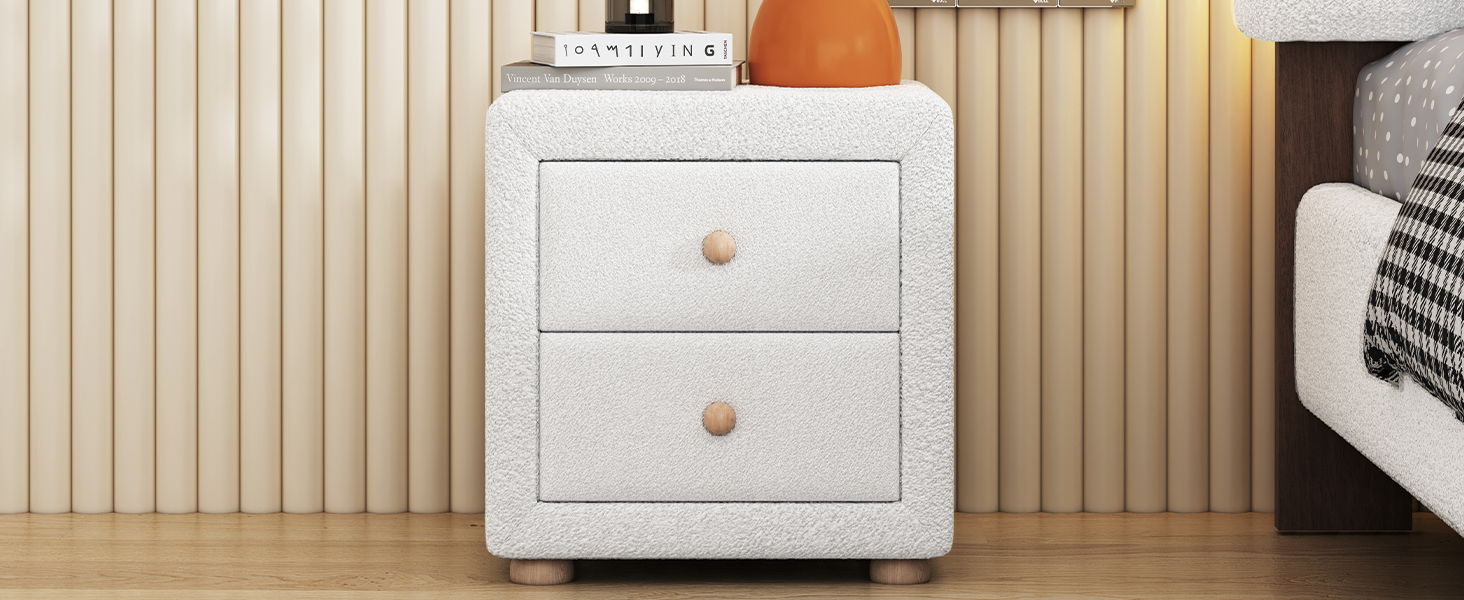 Teddy Fleece Nightstand With 2 Drawers