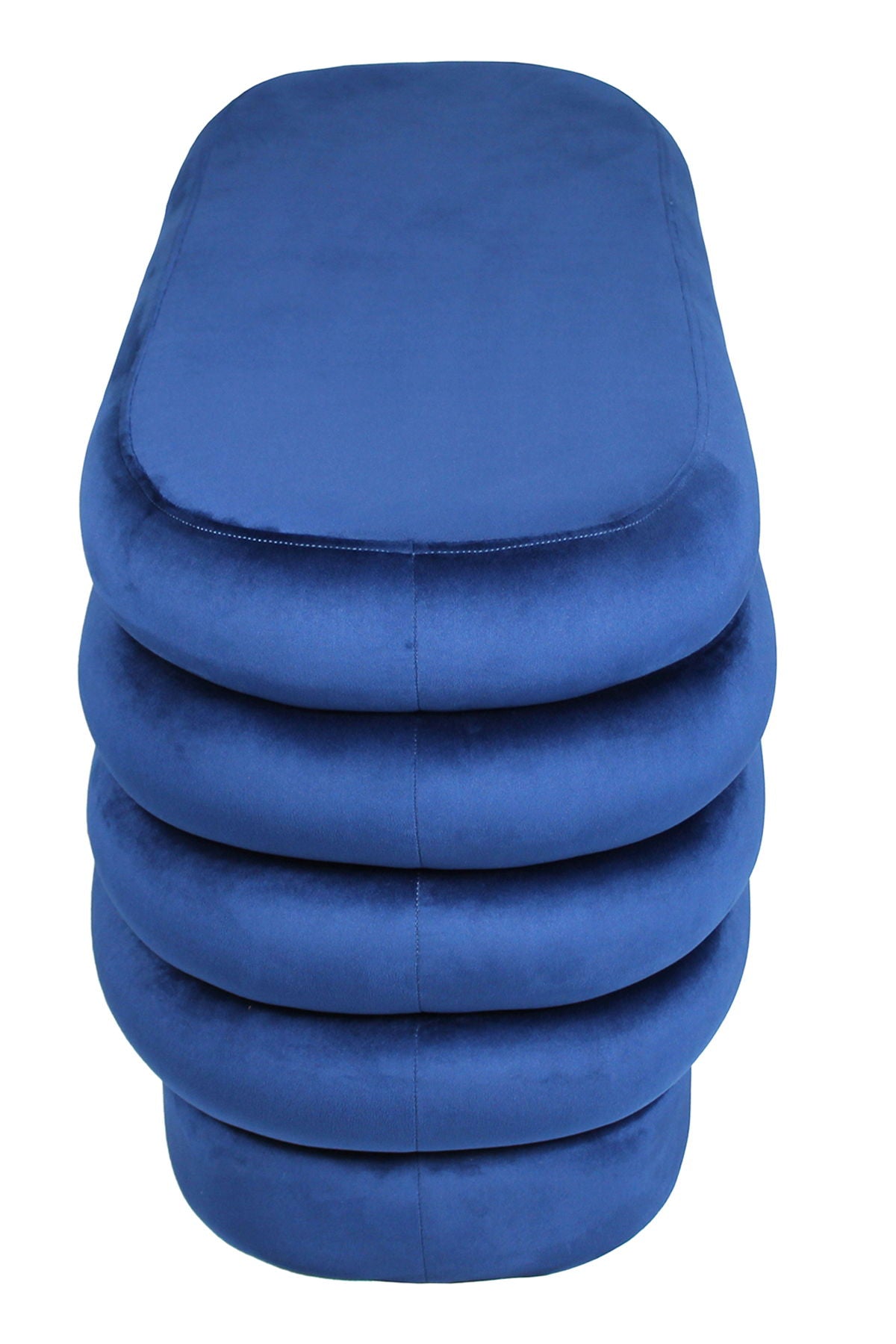 Velvet Tufted Oval Ottoman - Blue