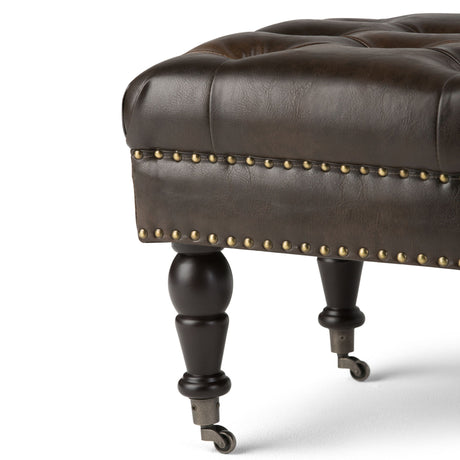 Henley - Tufted Ottoman Bench - Distressed Brown by Simpli-Home | Bel Furniture