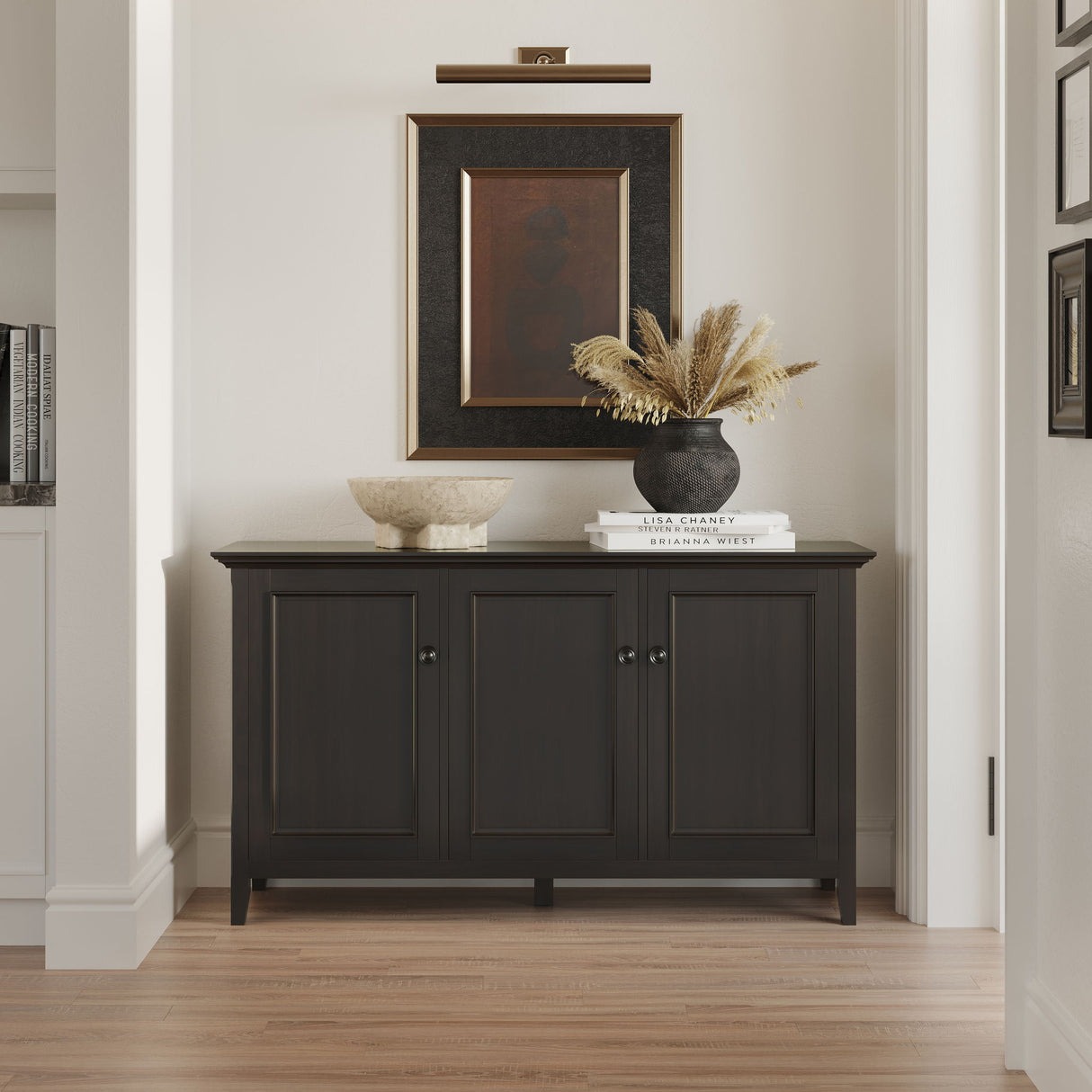 Amherst - Wide 3 Door Storage Cabinet - Hickory Brown by Simpli-Home | Bel Furniture