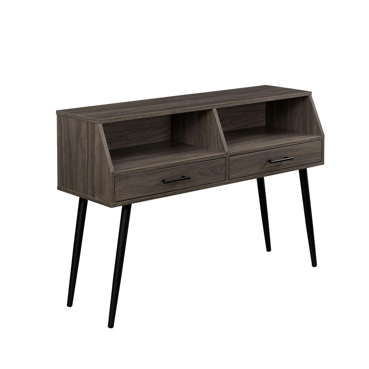 Contemporary 2 Drawer Angled Entry Table - Slate Gray by Walker Edison | Bel Furniture