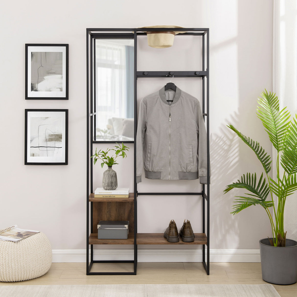 Modern Hall Tree With Hanging Storage by Walker Edison | Bel Furniture