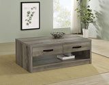 Felix - 2-Drawer Engineered Wood Coffee Table - Gray Driftwood by Coaster Fine Furniture | Bel Furniture