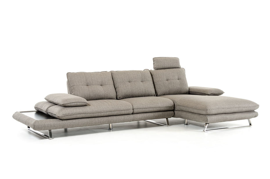 Steel Sectional Sofa And Fabric Foam Wood - Gray