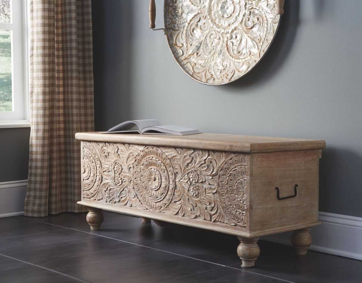 Fossil Ridge - Beige - Storage Bench by Signature Design by Ashley® | Bel Furniture