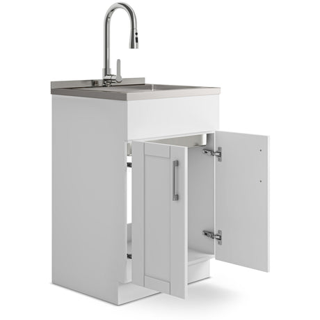 Shaker - Modern Wide, Laundry Cabinet With Faucet And Stainless Steel Sink - view 16