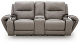 Real Moments - Power Reclining Loveseat With Audio Seating - Ash