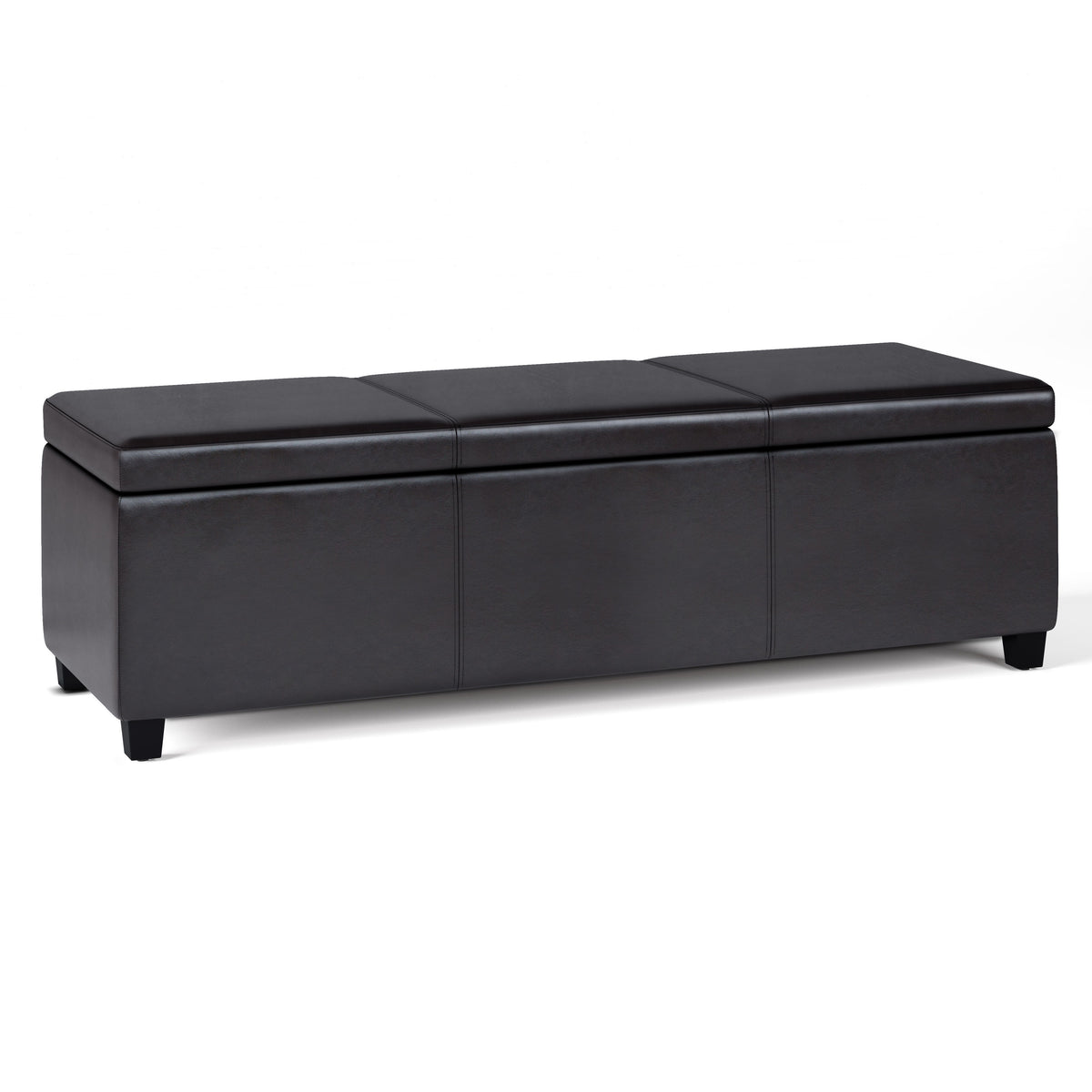 Avalon - Multifunctional Storage Ottoman Bench Dark Brown 53.9"W x 18.1"D x 16.5"H Faux Leather by Simpli-Home | Bel Furniture