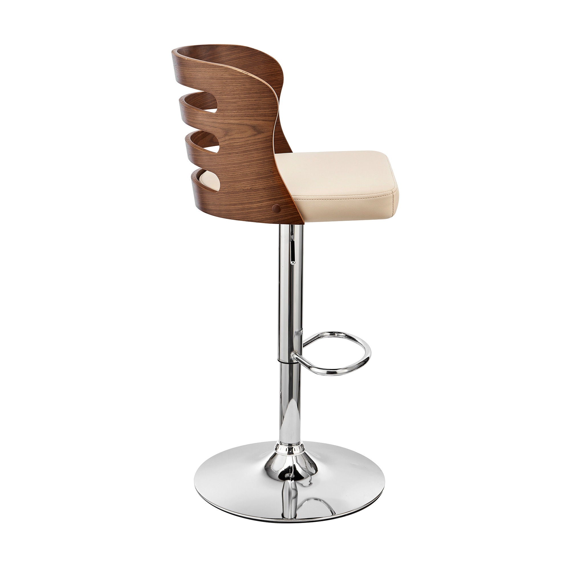 44" Swivel Adjustable Height Bar Chair - Cream / Silver