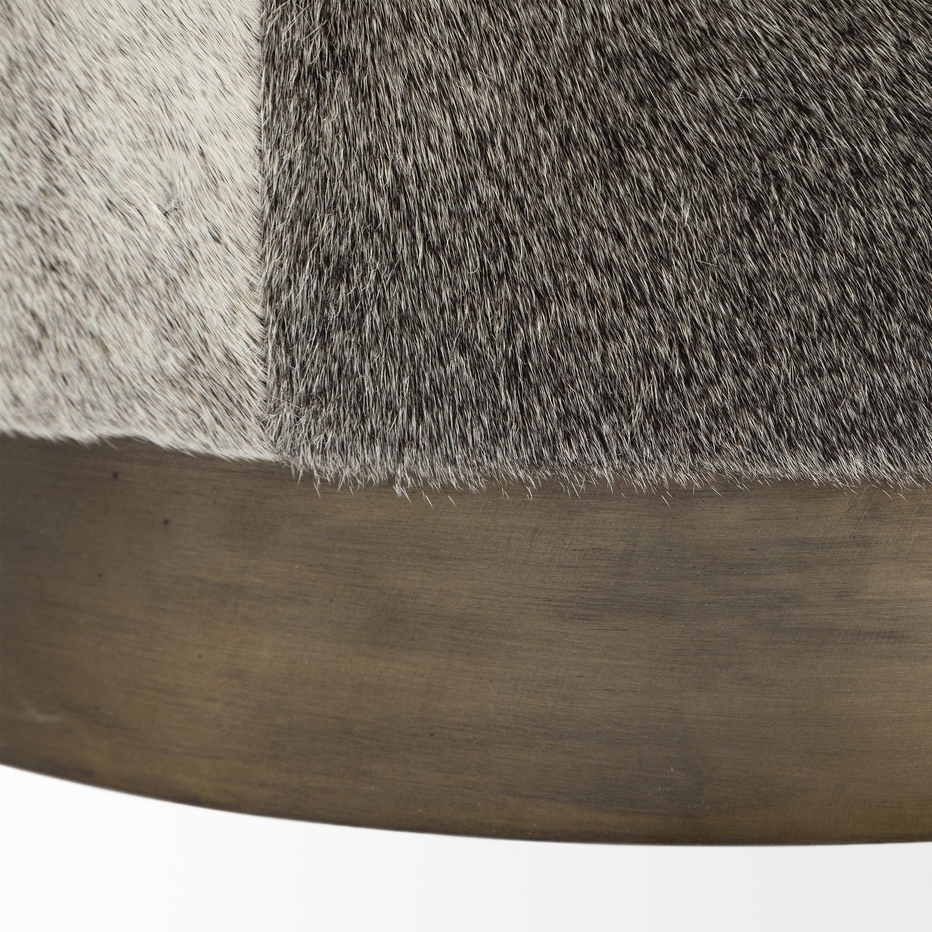 Wool Footstool Ottoman - Gray / Brown