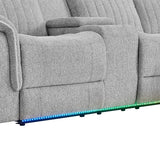 Ian - Power Reclining Chaise With LED Lighting, Pushback Design - Gray